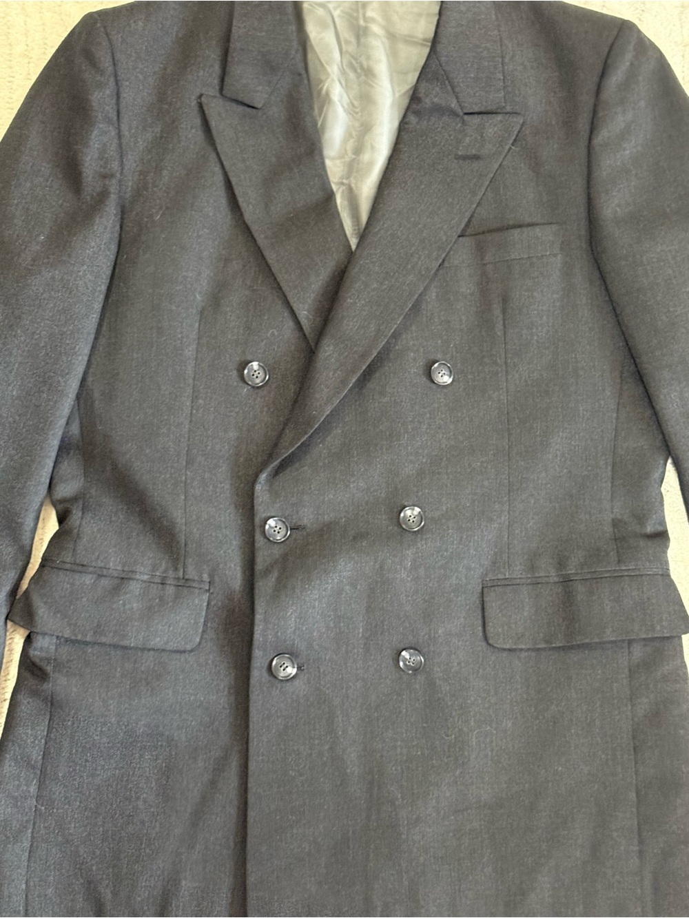 De Vonaire Charcoal Gray Wool Double Breasted Blazer Large - Picture 6 of 14